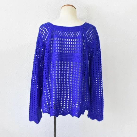 Ya Los Angeles Blue Open Knit Sweater - Picture 9 of 14